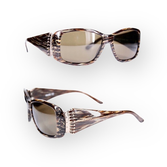 Miu Miu ♛ Metal Crown Sunglasses ♛ Brown Tortoise Shell ♛ Chic Luxury Sunnies ♛ - Picture 14 of 16